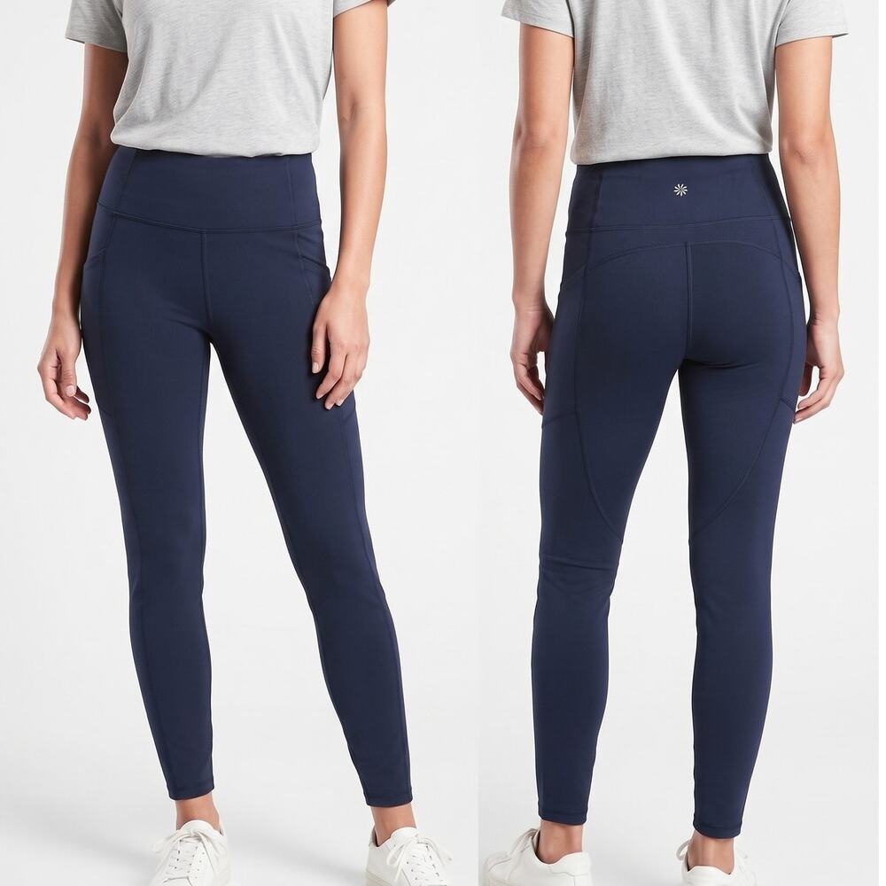 Athleta Womens XS Black Leggings 78% Polyester 22% Spandex